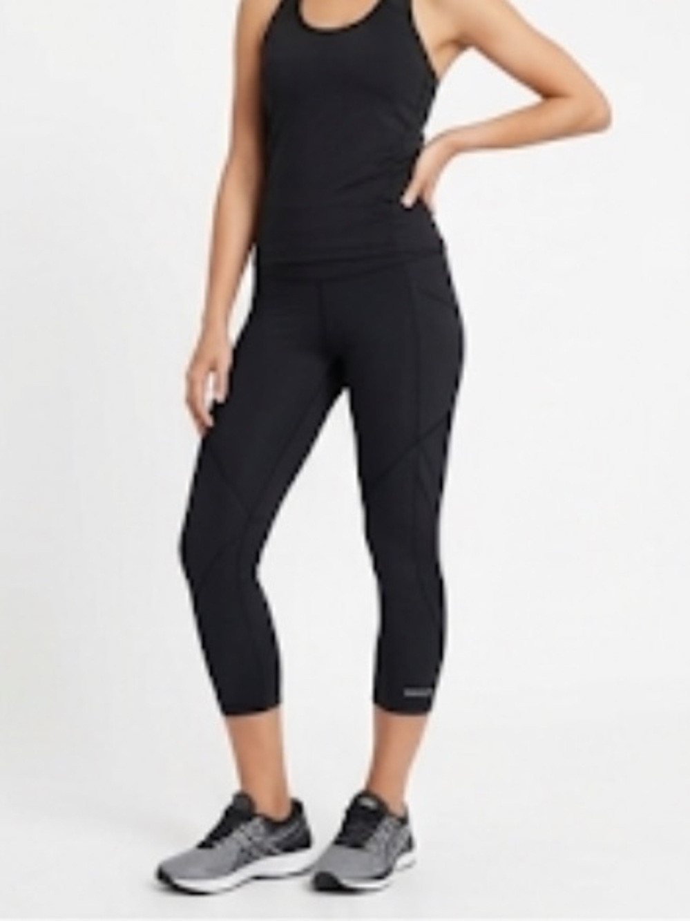 Athleta Black Capri-Length Leggings with Wide Waistband side S